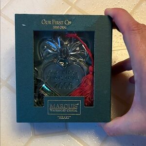 Marquis Waterford Crystal Heart Ornament 2000 Our First Christmas